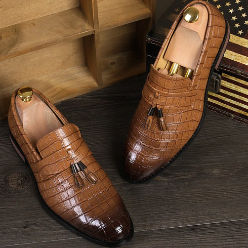 Elegant Tassel Slip-On Loafers for Men - Italian Designer Formal Dress Shoes Perfect for Weddings, Casual Events, and Business Attire in Premium Patent Leather